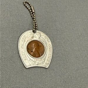 Silver Horseshoe Keychain with Penny
